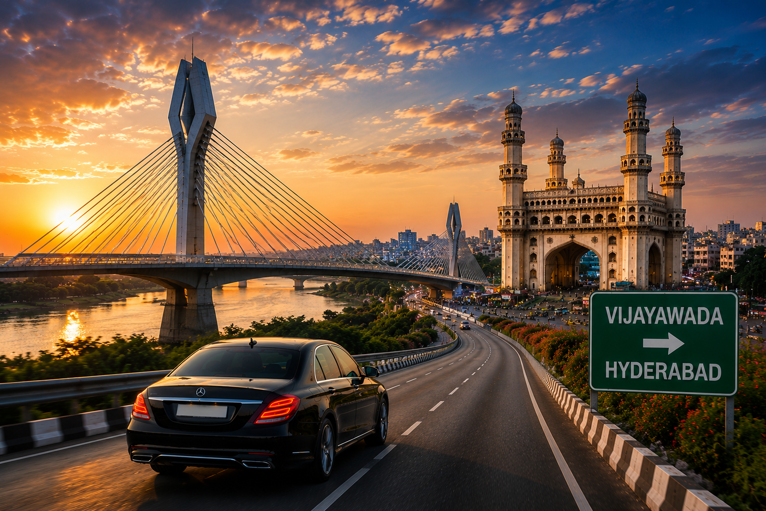 Vijayawada to Hyderabad route